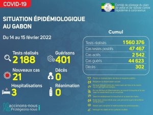 Coronavirus au Gabon&nbsp;: point journalier du 15 février 2022
